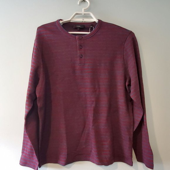 Vince. nwt heather stripe Henley shirt mens Large $175